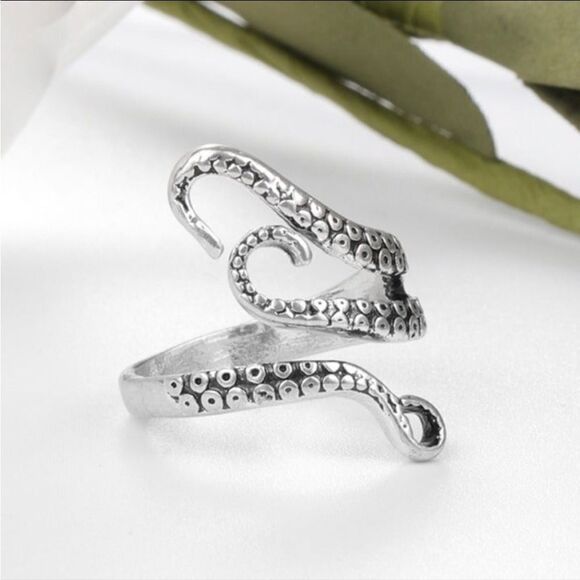 Octopus Ring adjustable in silver - Picture 5 of 6